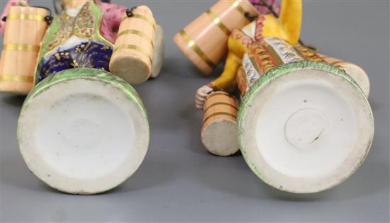 A pair of Chamberlains Worcester porcelain figures of a milkmaid and a milkman, c.1830, 18cm and 17.5cm, some restoration